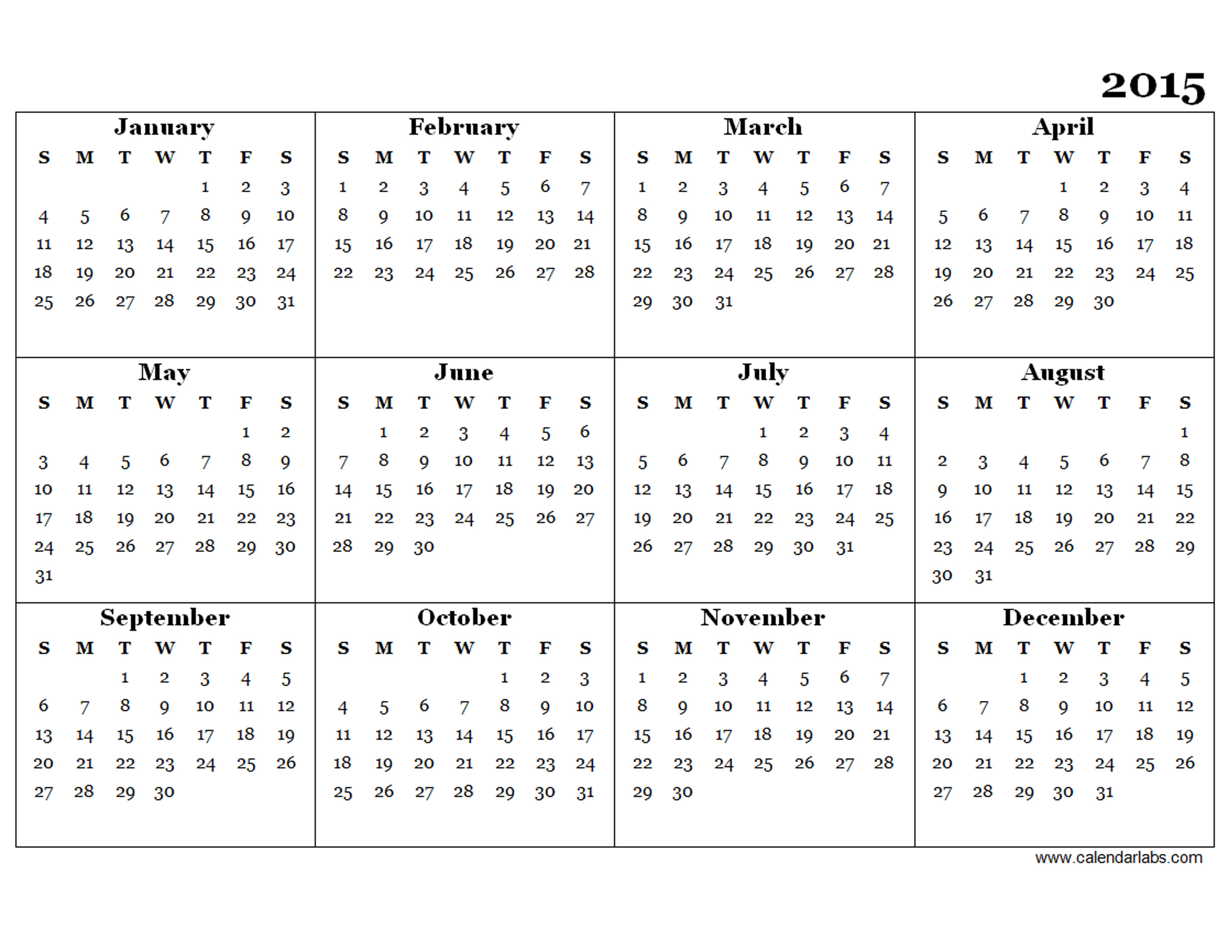 2015yearly Calendar | New Calendar Template Site