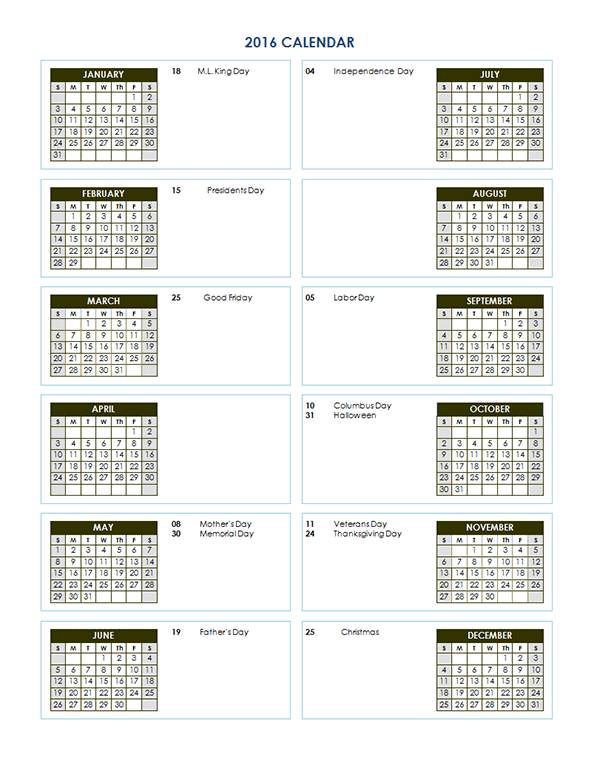 School Year Calendar Template