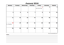 2016 Excel Monthly Calendar 03 - Free Printable Templates