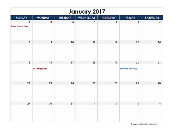 2016 Excel Calendar Spreadsheet - Free Printable Templates