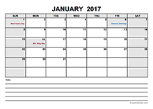 2017 Blank Calendar PDF