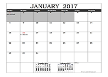 2017 excel calendar template download free printable