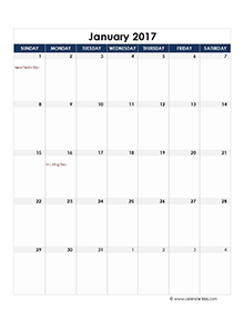 2017 Excel Calendar Template - Download FREE Printable Excel Templates