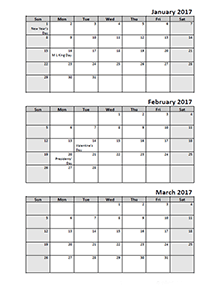 2017 monthly calendar for mac