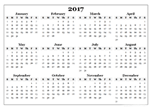 2017 Yearly Blank Calendar Template