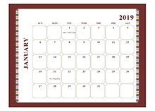 2019 calendar template large boxes