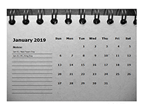 2019 monthly calendar template room for notes