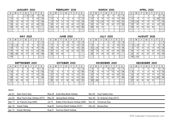 2020 Yearly Calendar With Singapore Holidays - Free Printable Templates