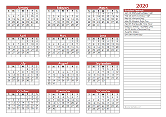 2020 Calendar Hindu Holidays