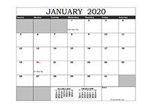 2020 Two Page Monthly Calendar A3 - Free Printable