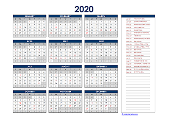 Printable 2020 Indonesia Calendar Templates with Holidays