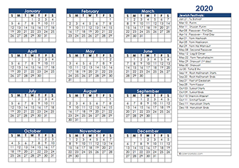 2020 Jewish Calendar – Jewish Religious Festival Calendar 2020