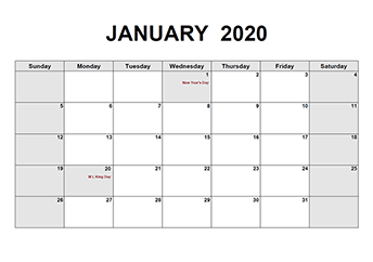 Printable 2020 Pdf Calendar Templates Calendarlabs