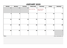 Printable 2020 Singapore Calendar Templates with Holidays