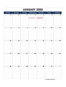Printable 2020 Singapore Calendar Templates with Holidays