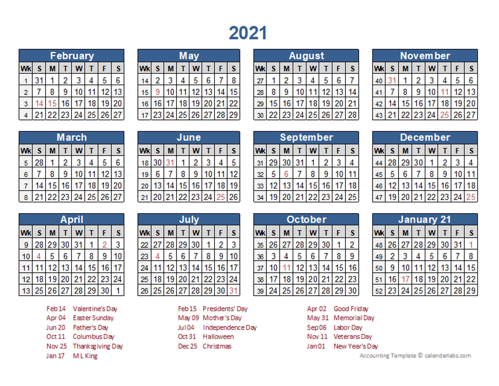 2021 Retail Accounting Calendar 4 4 5 Free Printable Templates