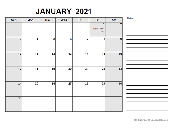 2021 Calendar with Singapore Holidays PDF