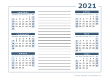 Blank Two Page Calendar Template for 2021