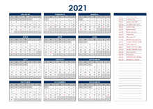 2021 Australia Annual Calendar with Holidays