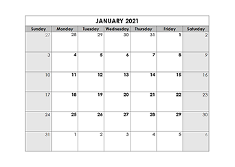 45+ Blank Calendar January 2021 Free Printable Gif