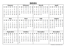 2021 Calendar Year Printable