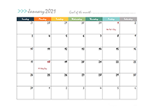 2021 Monthly Word Calendar in Colorful Design