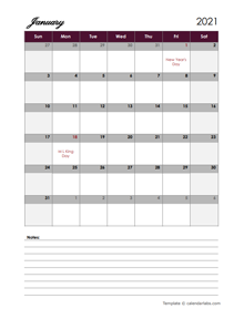 2021 monthly google docs calendar template free printable templates