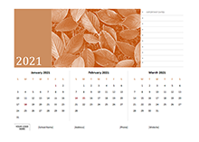 2021 Printable Three Months Calendar