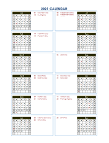 printable yearly calendar with US holidays