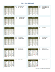2021 full year vertical calendar template