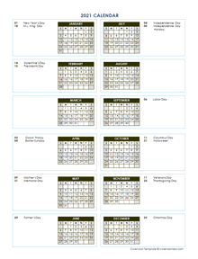 2021 Annual Calendar Vertical Template