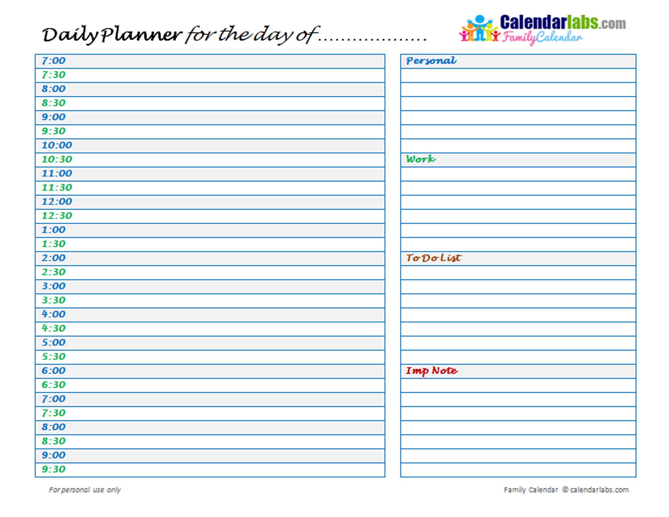 2022 Family Daily Planner Free Printable Templates