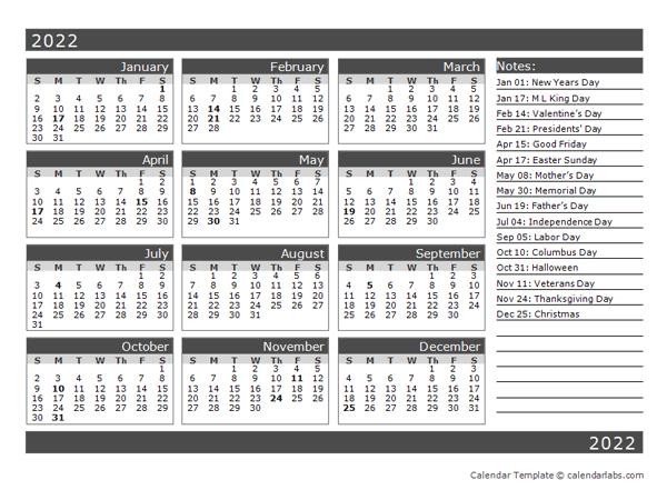 12 Month One Page Calendar Template For 22 Free Printable Templates