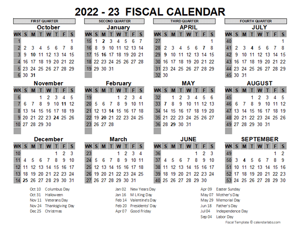 2022 2022 Fiscal Year Calendar