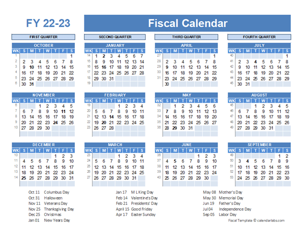 Fiscal Calendars 2022 Free Printable Excel Templates Fiscal Calendars 