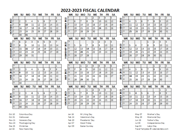 Fiscal Calendar 2022-2023 Templates - Free Printable Templates