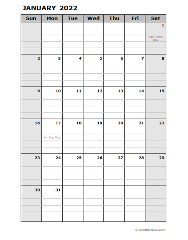 2022 Daily Planner Calendar Template