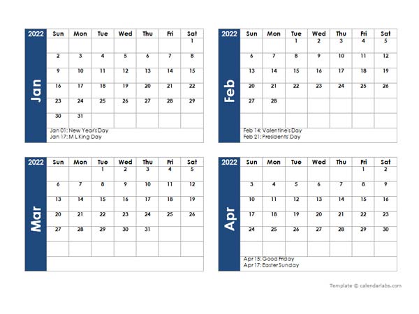 2022 Downloadable Word Calendar Vseflex