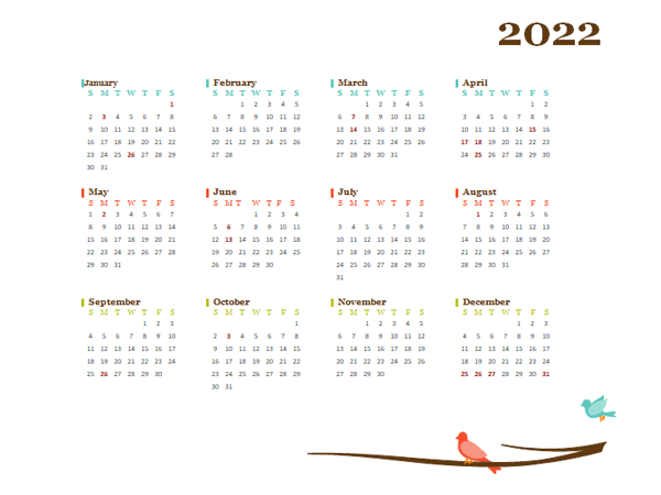 2022 Yearly Hong Kong Calendar Design Template