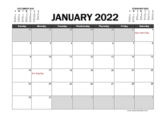 excel calendar january 2022 clipart