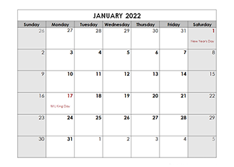 2022 calendar by month printable