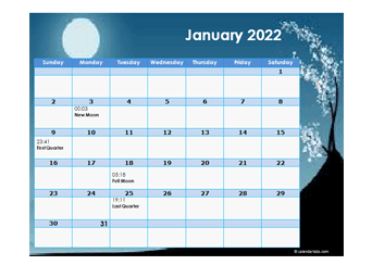 2022 Moon Phases Calendar With Date And Time - Free Printable Templates