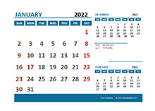 January 2022 Excel Calendar with Holidays