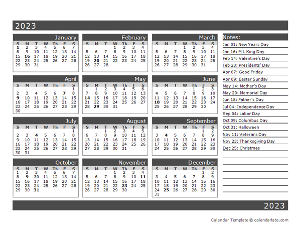 12 Month One Page Calendar Template For 2023 Free Printable Templates