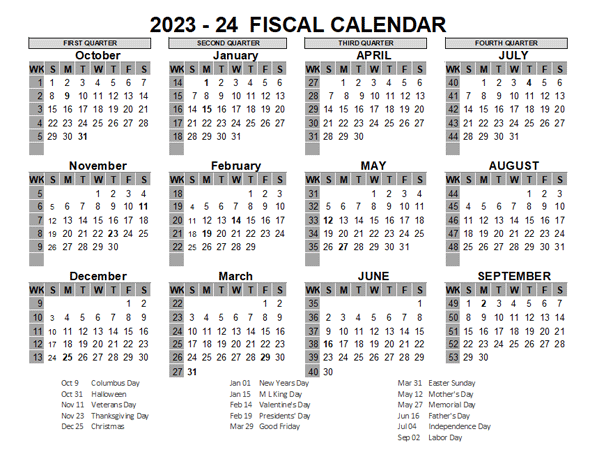 Fiscal Year 2023 Calendar Excel - PELAJARAN