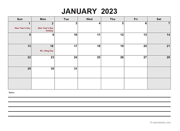 Free Blank Printable 2023 Calendar