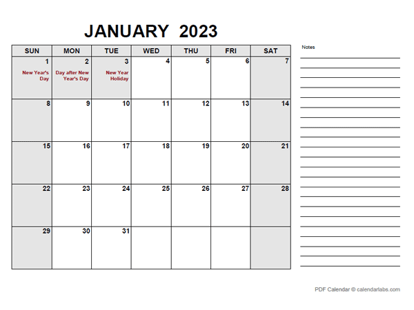 2023 Calendar With New Zealand Holidays PDF Free Printable Templates