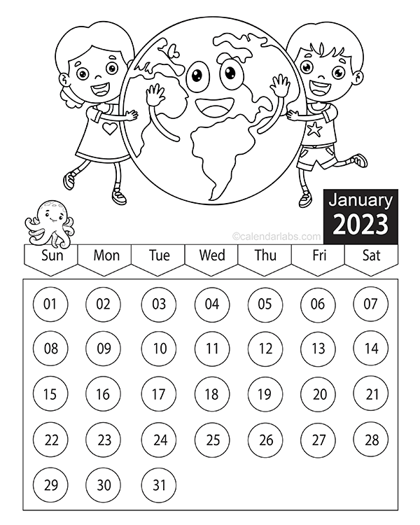  AURPHORU Coloring Calendar 2023 for Kids - 12 * 12in