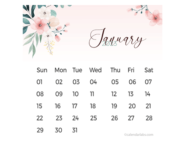 cute printable blank calendar