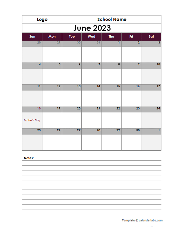 2023 Google Docs School Calendar Notes Free Printable Templates